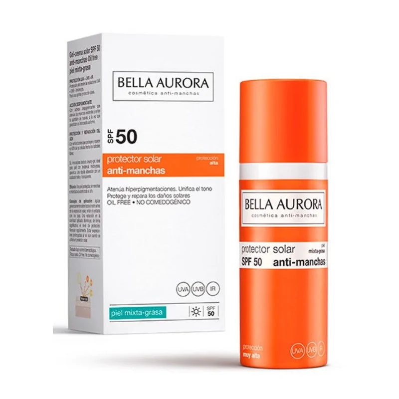 Bella Aurora GEL SOLAIRE ANTI TÂCHE SPF 50+ (50ML) Peaux mixtes/grasses