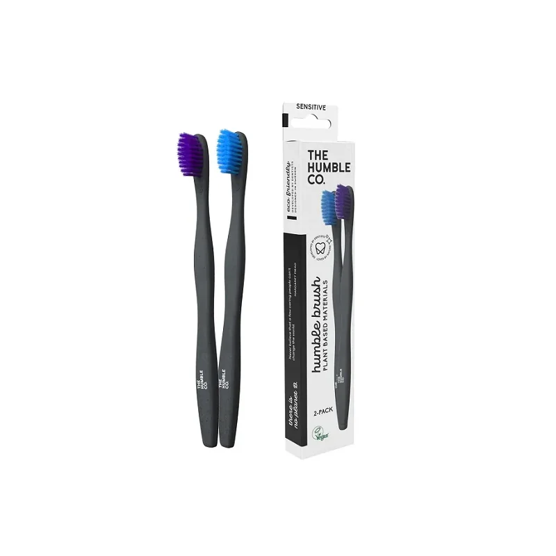 THE HUMBLE BROSSES À DENTS ÉCOLOGIQUE À BASE DE PLANTES PACK DE 2 / COULEUR BLEUE / MAUVE