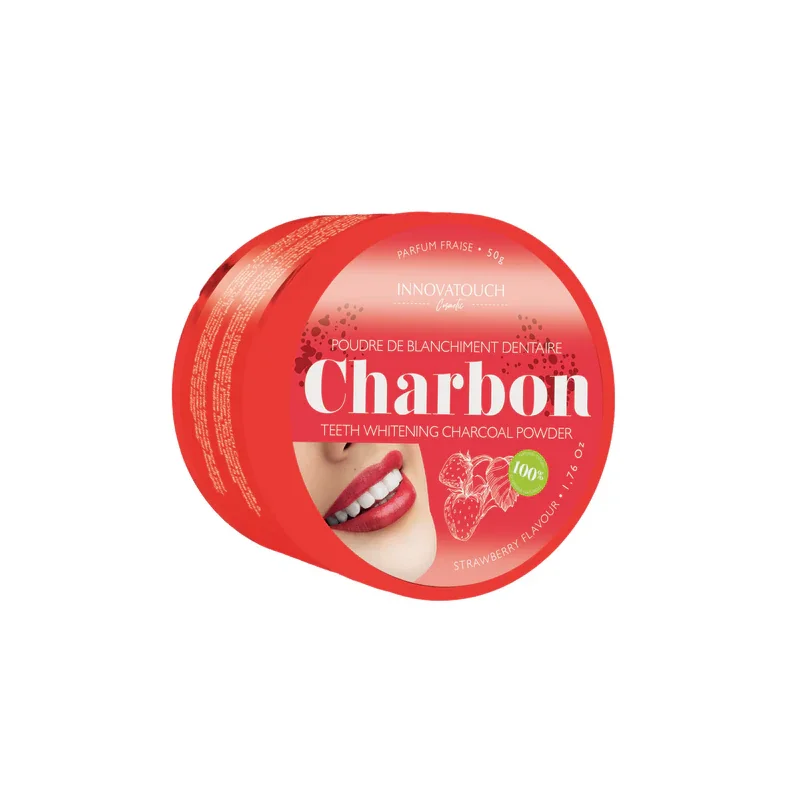 Innovatouch Poudre de blanchiment dentaire au charbon parfum fraise 50G