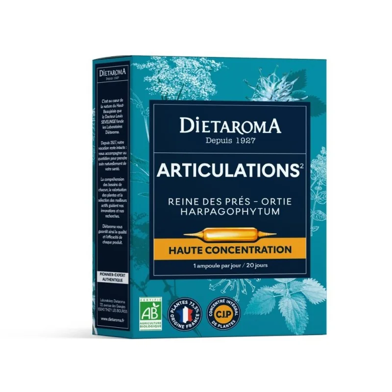 Dietaroma Articulations (Reine des prés, orties, harpagophytum) BIO, 20 ampoules