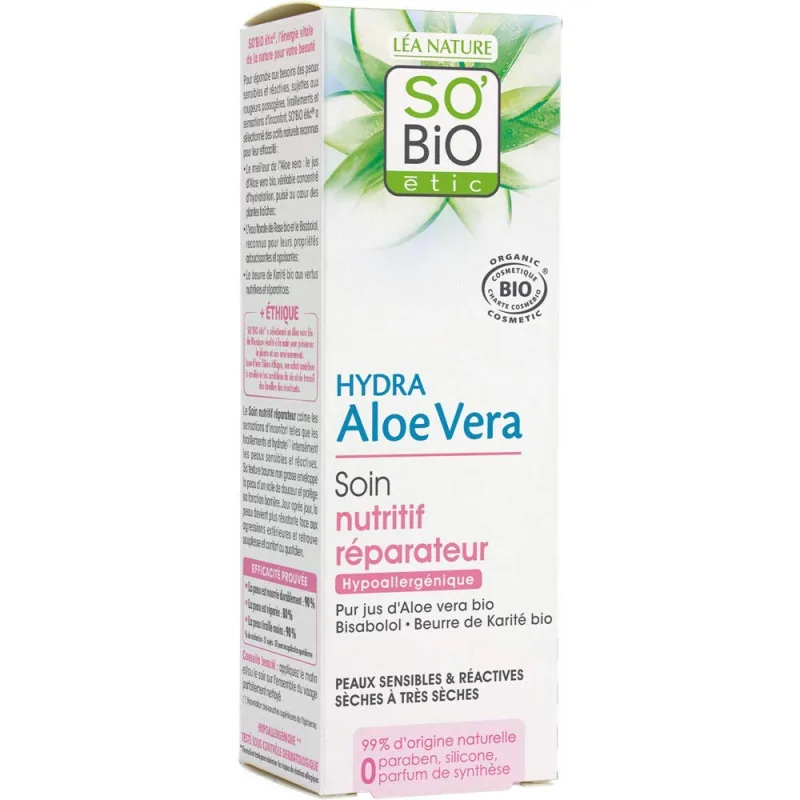 SO BIO CREME NUTRITIVE ALOE VERA PEAUX SENSIBLES ET REACTIVES 50 ML