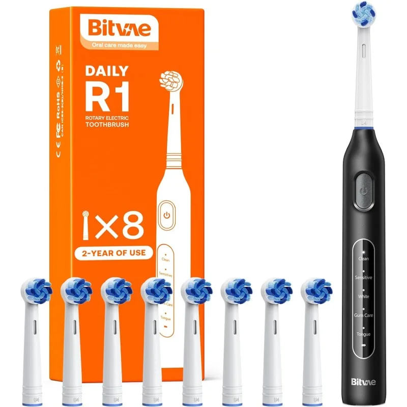 Bitvae Brosse à dents électrique R1 avec 8 têtes de brosse