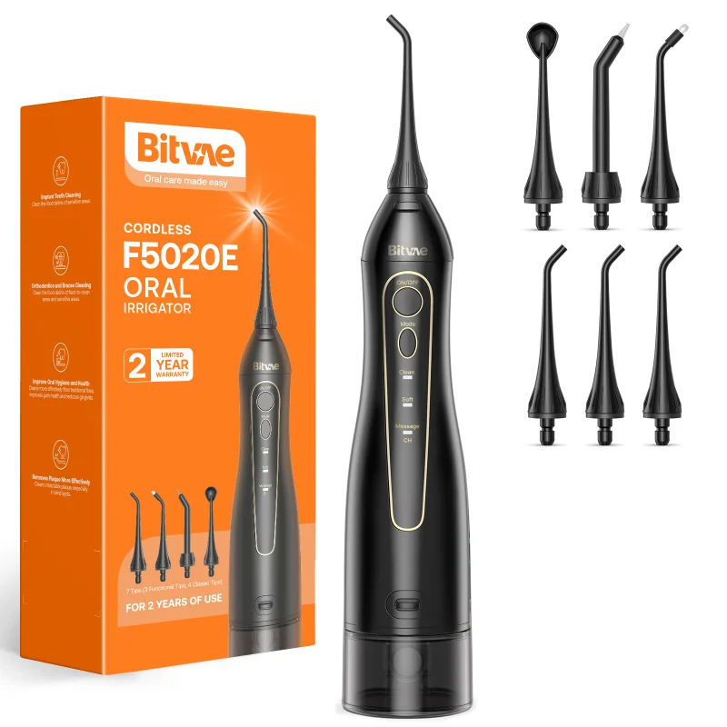 Bitvae Jet dentaire à eau F5020E étanche IPX7 rechargeable noir
