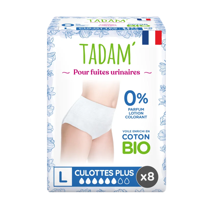 TADAM' CULOTTES ECOLOGIQUES FUITES URINAIRES JETABLES TAILLE L 8U