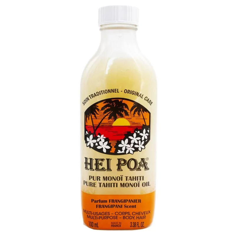 Hei Poa Soins traditionneles multi-usage pur monoï tahiti parf frangipanier 100ml