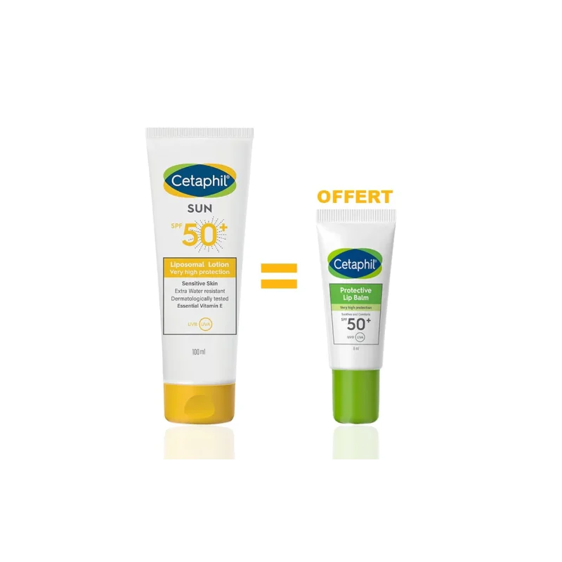 Cetaphil Sun Lotion Spf50+ 100ml Achete + Cetaphil Baume à Lèvres Protecteur Spf50+ 8 ml Offert