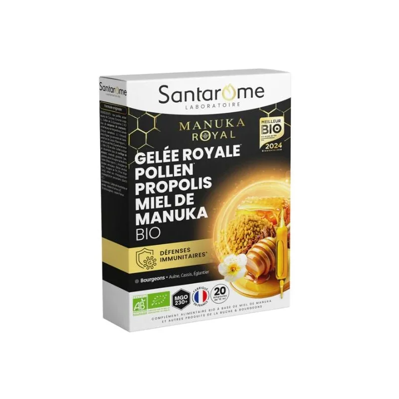 SANTAROME GELEE ROYALE POLLEN PROPOLIS MIEL DE MANUKA 20 AMPOULES