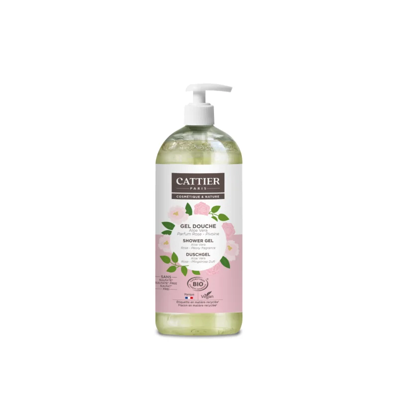 CATTIER GEL DOUCHE ALOE VERA PARFUM ROSE PIVOINE 1 L