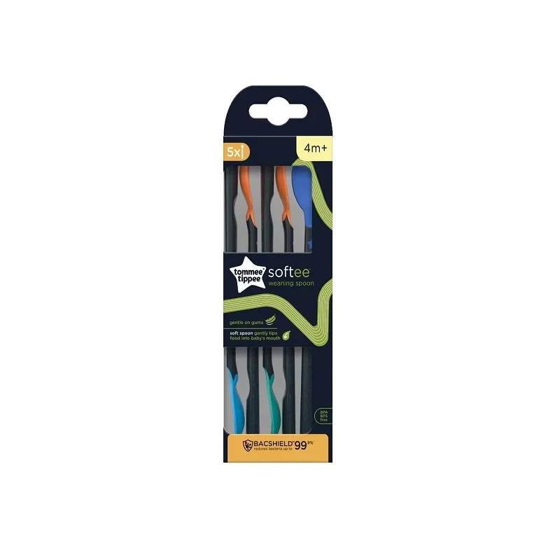 Tommee Tippee Lot de 5 Cuillères d’apprentissage Softee 4M+