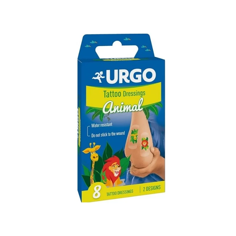 Urgo – Animal Kids – Pansements enfant aux motifs amusants – Boîte de 8 pansements