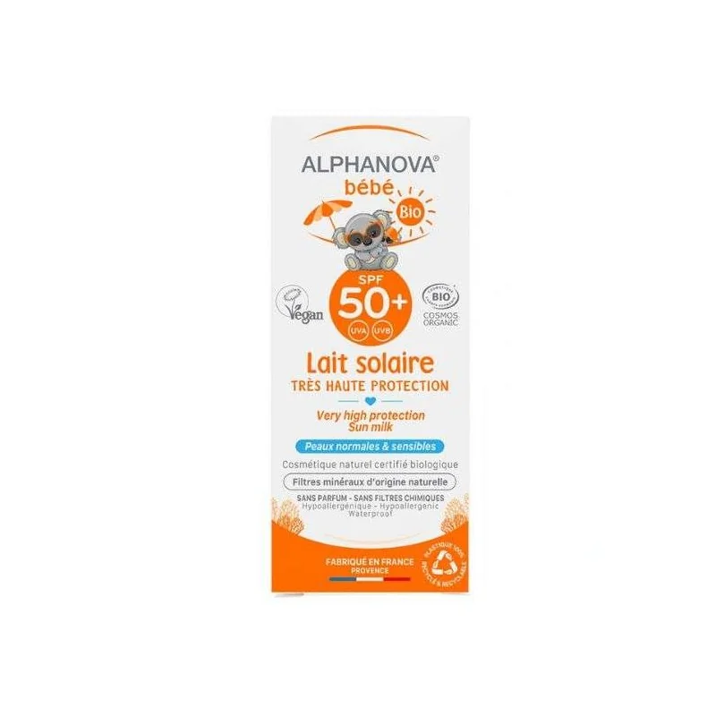 ALPHANOVA LAIT Solaire Bébé Certifiée Bio SPF 50+ Hypoallergénique 50G