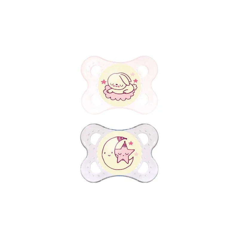 MAM SUCETTE NIGHT 2-6 MOIS SILICONE ROSE