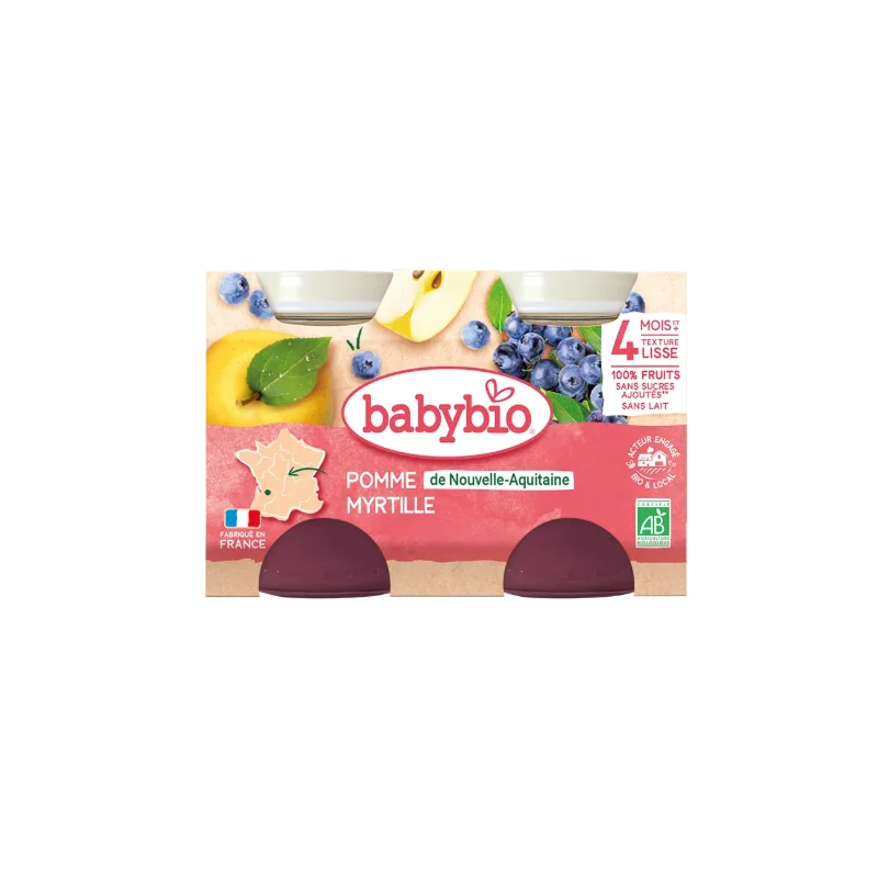BABYBIO POT POMME MYRTILLE 2x130G