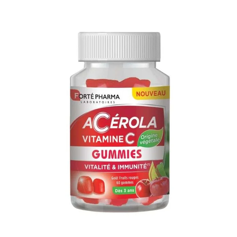 FORTE PHARMA ACEROLA VITAMINE C 60 GOMMES GOUT FRUITS ROUGES