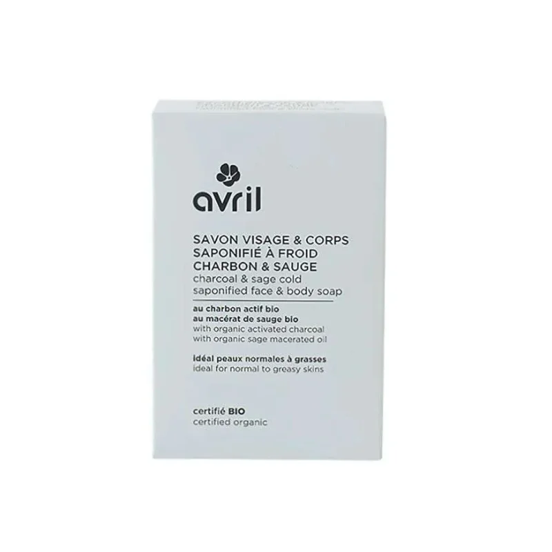 AVRIL SAVON A FROID VISAGE ET CORPS CHARBON & SAUGE 100 G