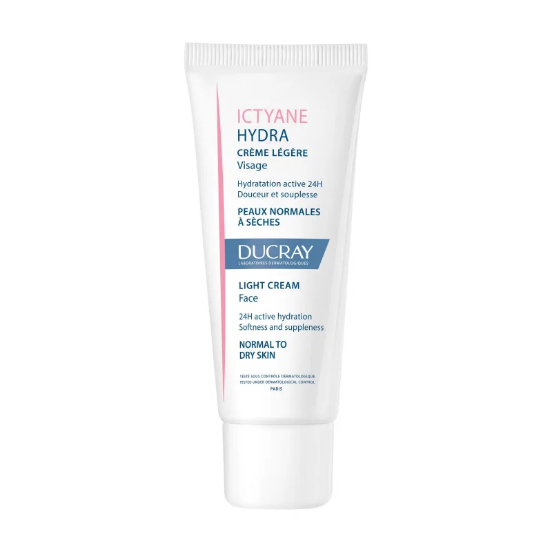 Ducray Crème légère Visage Crème hydratante visage peau sèche Ictyane Hydra 40 ml