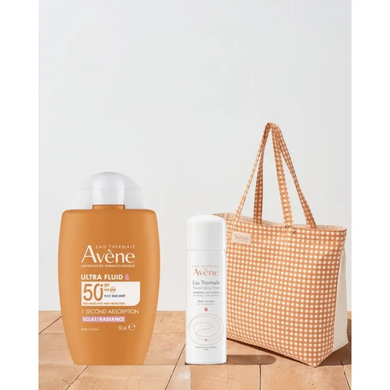 AVENE ULTRA FLUID SPF 50+ ECLAT 50 ML ACHETE + GRAND SAC AVENE ET SPRAY D'EAU THERMALE 50ml Offert
