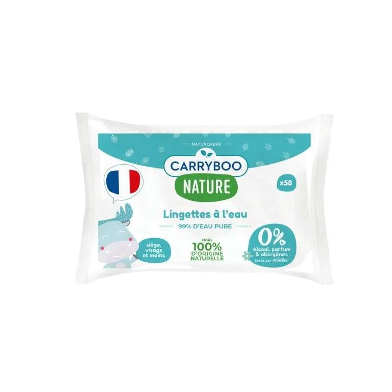 CARRYBOO NATURE LINGETTES A L'EAU 58 UNITES