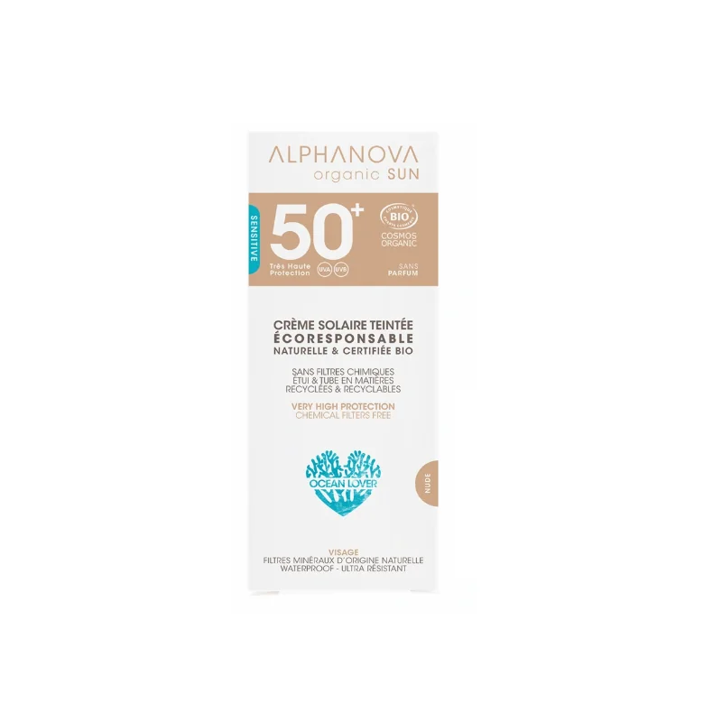 ALPHANOVA Crème solaire teintée claire certifiée bio SPF 50+