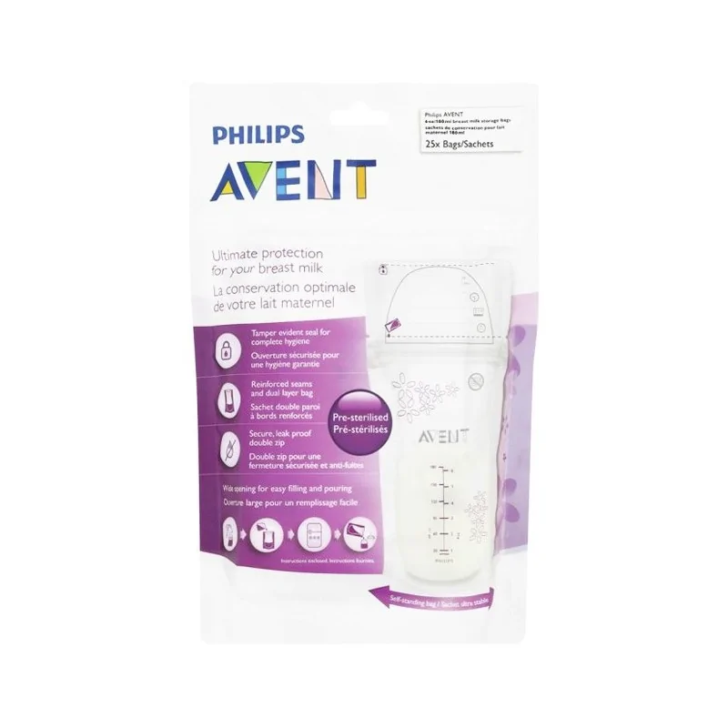 AVENT Sachets de conservation pour le lait maternel 180 ml – X25
