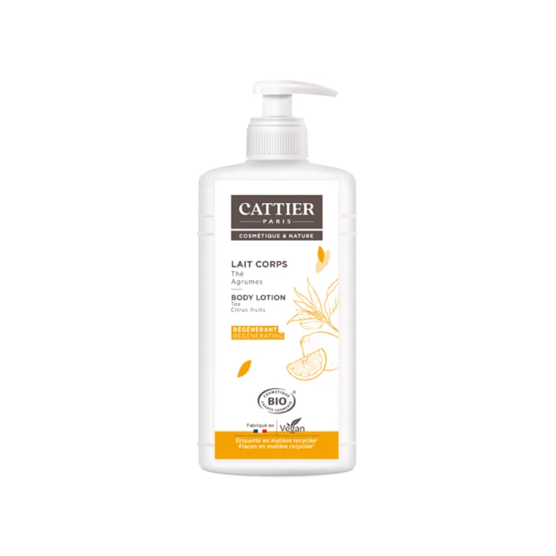 CATTIER Lait corps régénérant parfum thé agrumes bio flacon pompe 500ml