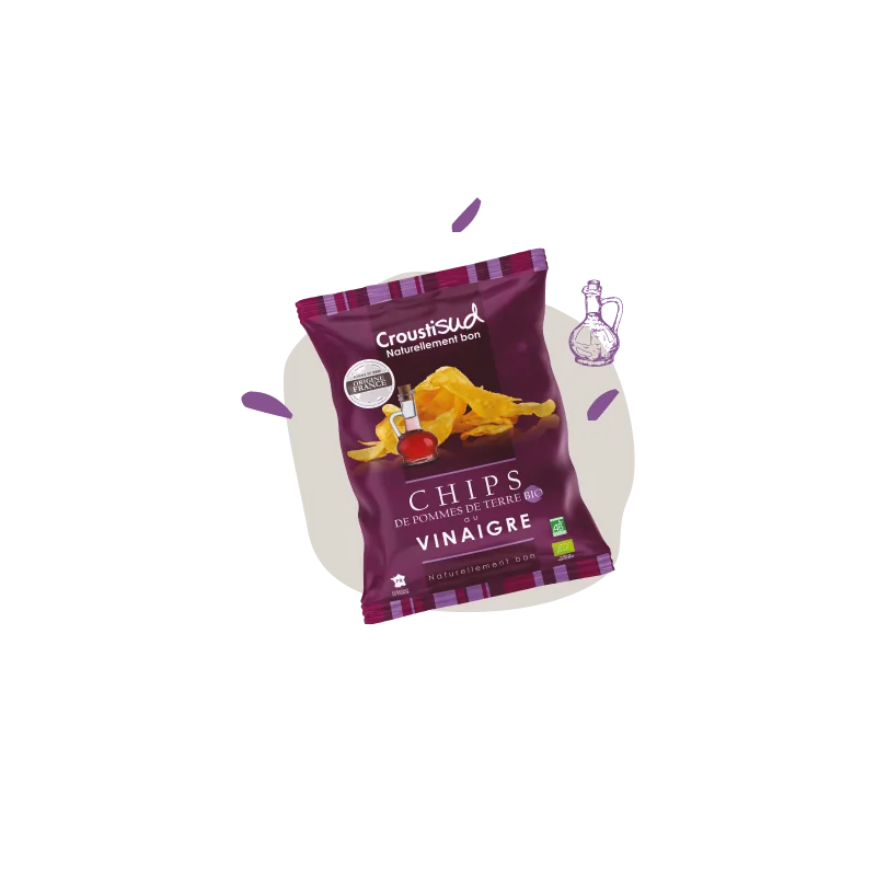 CROUSTISUD CHIPS DE POMME DE TERRE AU VINAIGRE 100G