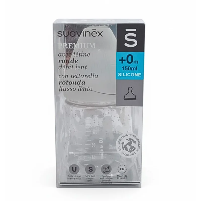 Suavinex Biberon Rabbit Avec Tetine Ronde Debit Lent +0m 150 GY L2