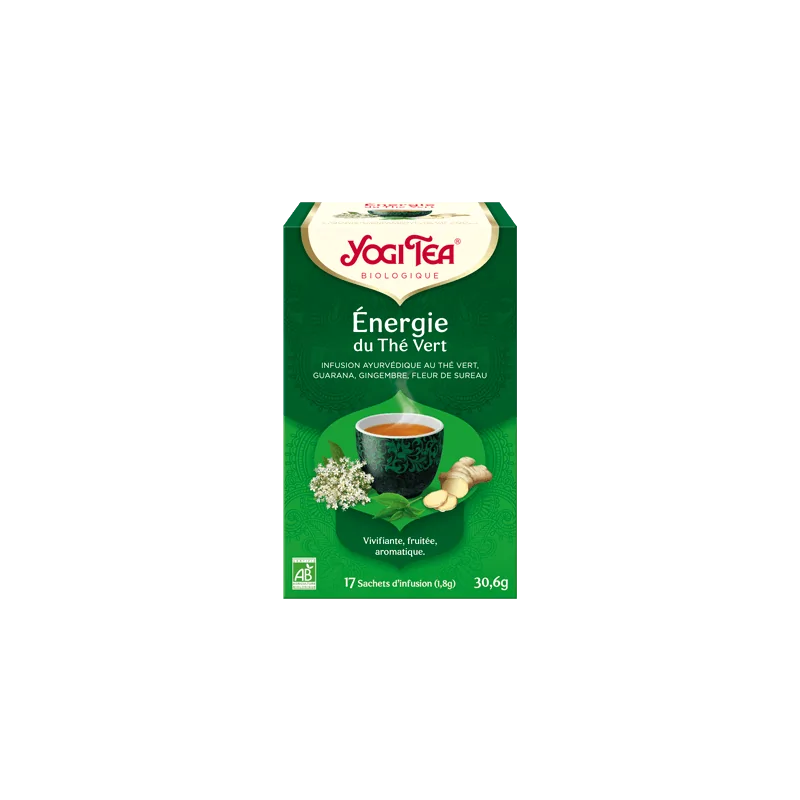 YOGI TEA Energie du thé vert 17x 2g (Thé vert, citronnelle, guarana, menthe poivrée, gingembre)
