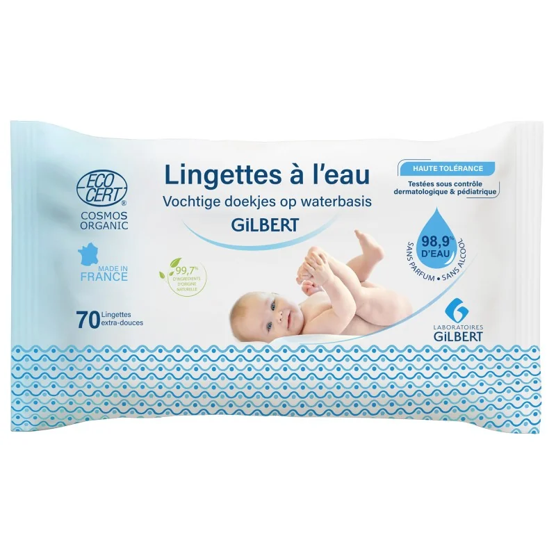 Gilbert lingettes Bio a l'eau 70 Unités