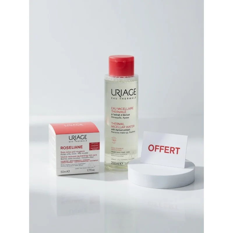 Uriage Roséliane Crème Riche 50ml ACHETE + eau micellaire thermale à l'extrait d'abricot 250ml OFFERT