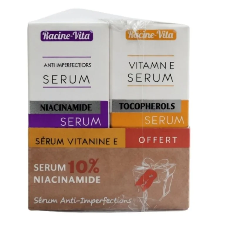 Racine Vita PACK NIACINAMIDE SERUM 10M LACHETE + VITAMINE E SERUM 10ML offert