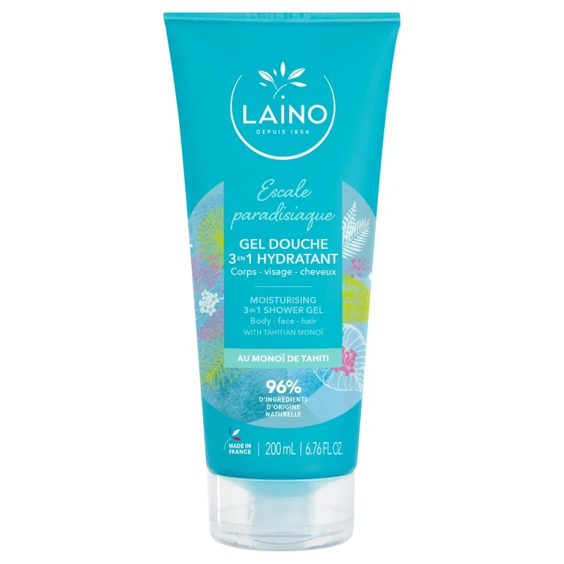 Laino Gel Douche Hydratant 3 en 1 au Monoï de Tahiti 200 ml