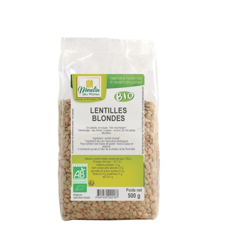 Moulin des Moines LENTILLES BLONDES 500 G
