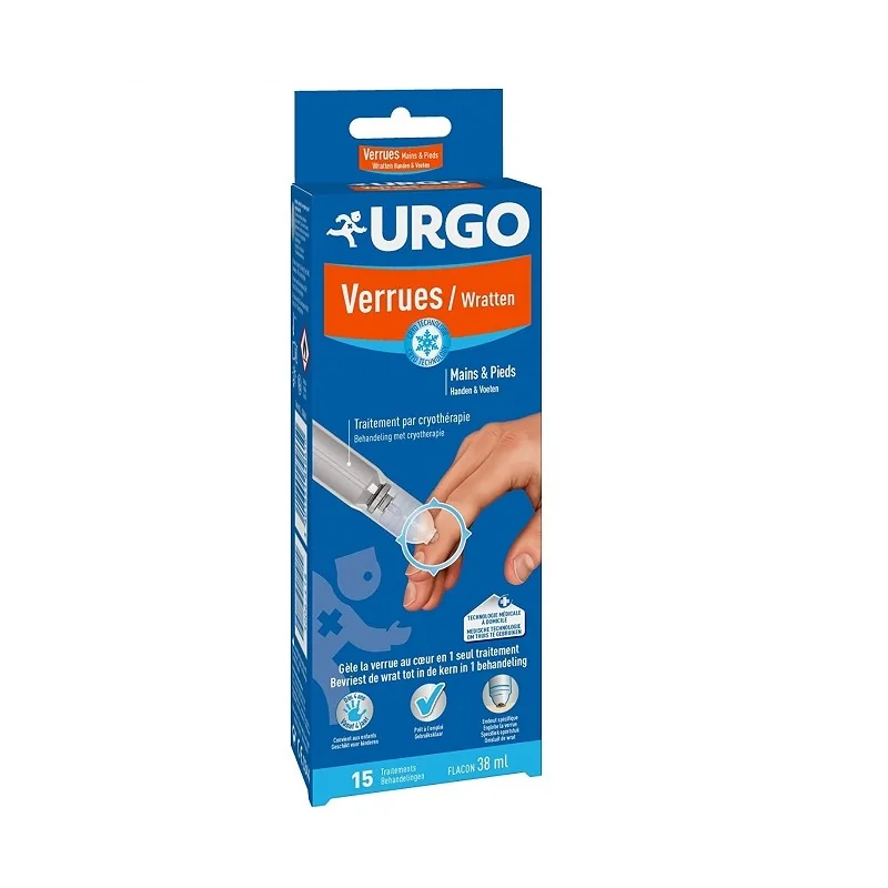 Urgo Verrues Mains et Pieds, traitement par cryothérapie 15 traitements (38 ml)