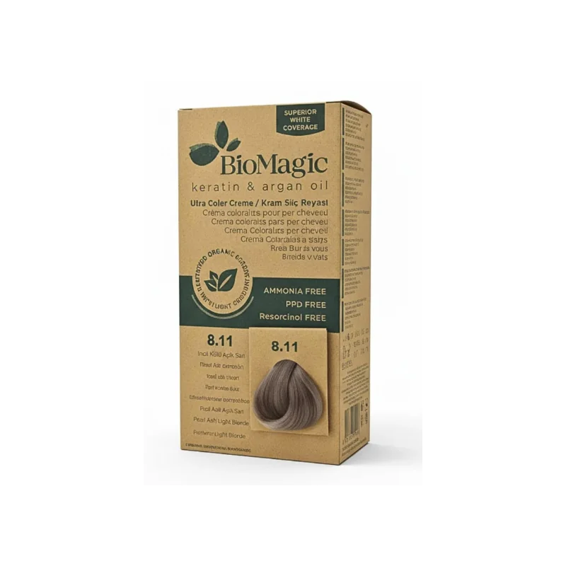 Biomagic Hair Color Cream Kit 8/11 Intense Ash Light Blonde