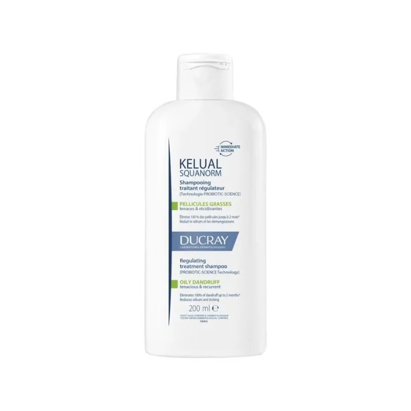 DUCRAY KELUAL SQUANORM SHAMPOOING TRAITANT REGULATEUR PELLICULES GRASSES 200ML