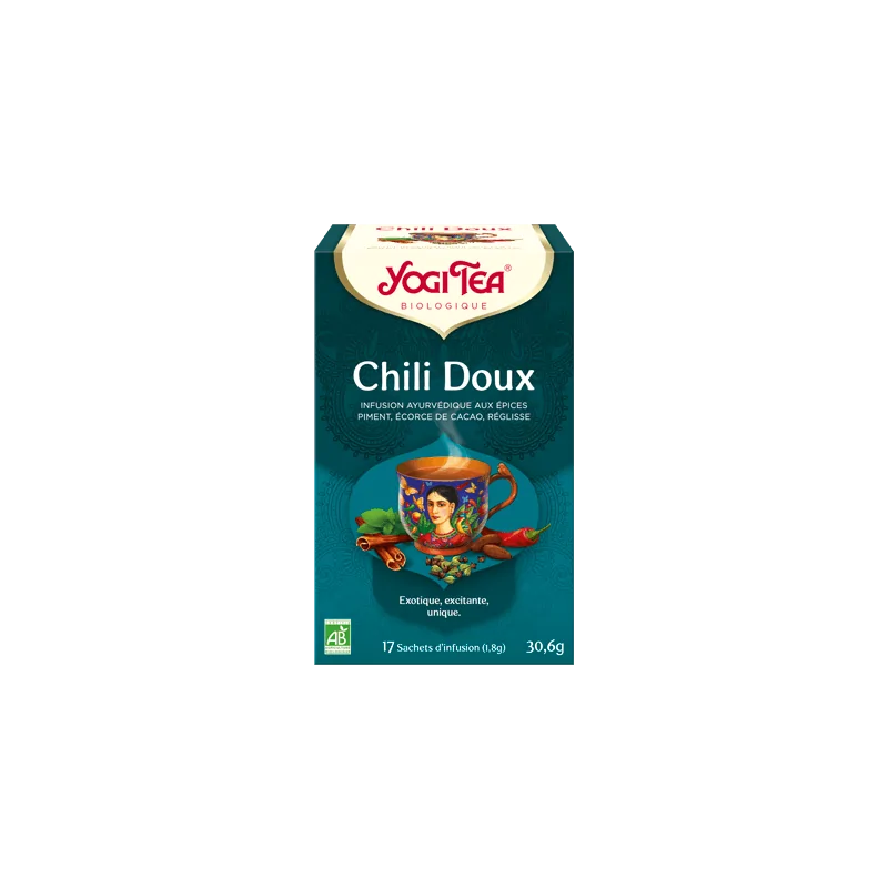 YOGI TEA Chili Doux 17x 2g (Réglisse, écorces de cacao, fenouil, menthe poivrée, piment)