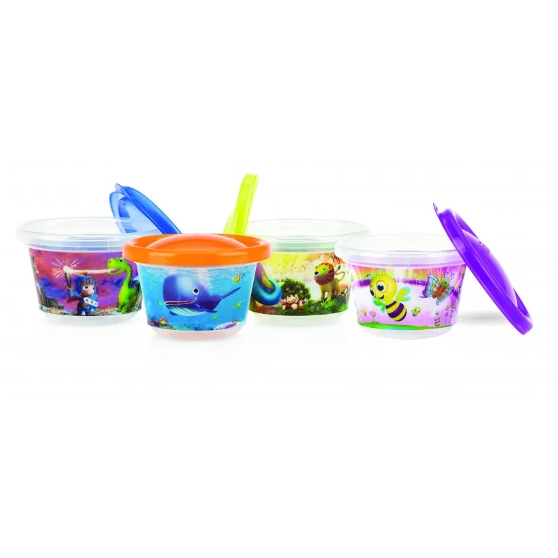 NUBY Lot de 4 bols PIC-NIQUE petit modèle 118ml avec couvercle +3 mois - ID94044