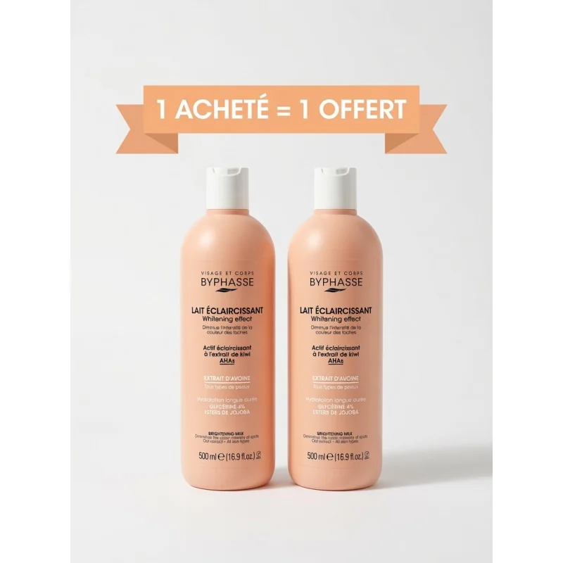 BYPHASSE LAIT ÉCLAIRCISSANT À L’EXTRAIT DE BLÉ 500 ML ACHETE + 1 OFFERT