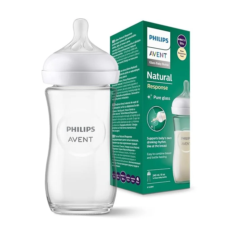 Avent Biberon Natural en Verre anti-colique 1M+ 240 ml