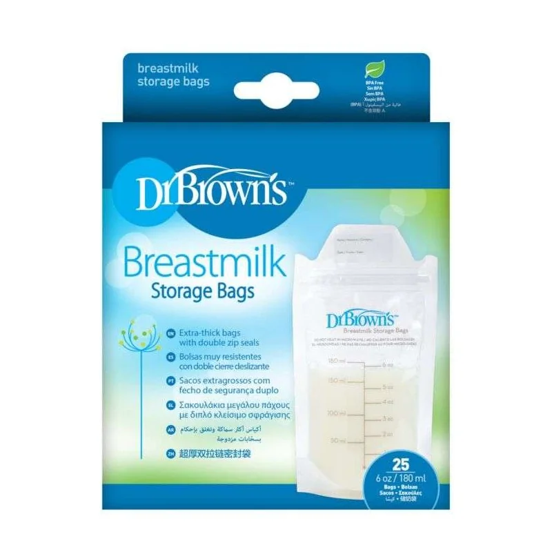 DR BROWNS SACHETS DE CONCERVATION DE LAIT 180 ML PACK DE 25