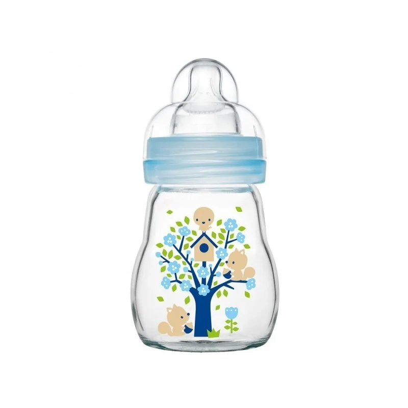 MAM BIBERON EN VERRE FEEL GOOD 1ER AGE BLEU 170ML