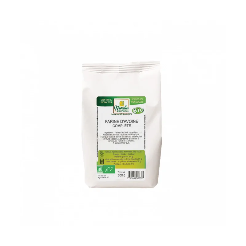 Moulin des Moines FARINE D'AVOINE COMPLETE 500 G
