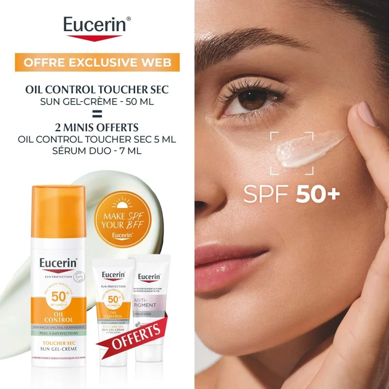 promo e-com EUCERIN SUN OIL CONTROL (SPF 50+) + SERUM DUO 7 ML + OIL CONTROL 20 ML FORMAT VOYAGE OFFERTS