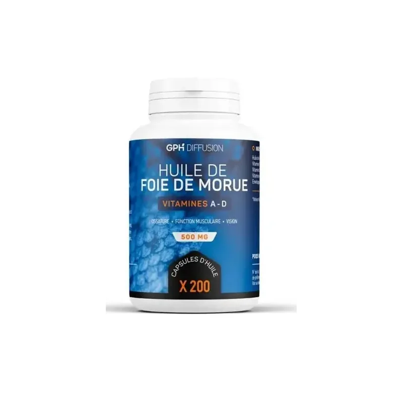 GPH DIFFUSION HUILE DE FOIE DE MORUE 200 CAPSULES A 400 MG