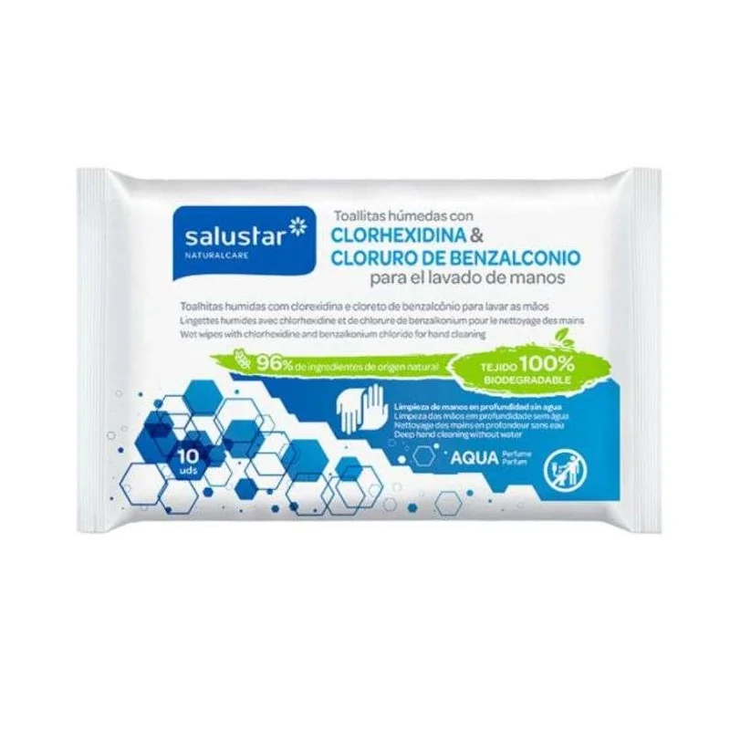 SALUSTAR LINGETTES CHLORHEXIDINE ET CHLORURE 10 UNITES