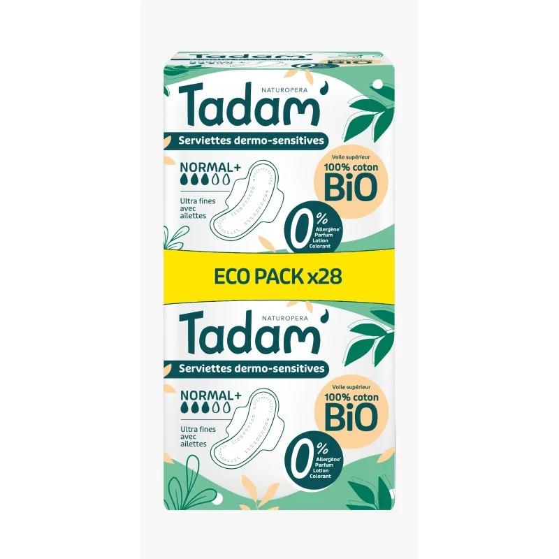 TADAM' SERVIETTES ULTRA FINES AVEC AILETTES NORMAL+ x14 x2 PACK PROMO