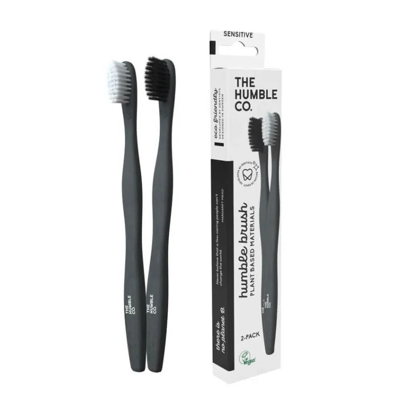 THE HUMBLE BROSSES À DENTS ÉCOLOGIQUE À BASE DE PLANTES PACK DE 2 / COULEUR BLANCHE / NOIRE