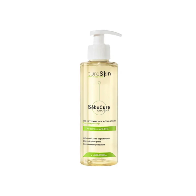 Curaskin Sebocure Gel Nettoyant Seboregulateur Peau Grasse 200ml