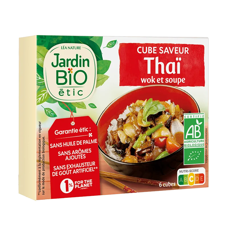 JARDIN BIO BOUILLON CUBE SAVEUR WOK & DOUPRD SANS HUILE DE PALME 6x11G